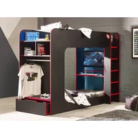 Julian Bowen Impact Single Black and Red Wooden Gaming Bunk Bed Frame - 3ft Single