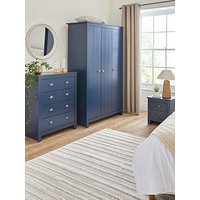 Very Home Atlanta 3 Piece Bedroom Furniture Set - 3 Door Wardrobe, 4 Drawer Chest And 2 Drawer Bedside Chest - Navy