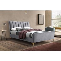 Clover Grey Velvet Fabric Bed, King Size