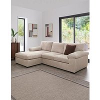 Very Home Amalfi 3 Seater Standard Back Left Hand Fabric Corner Chaise Sofa - Cream - Fsc&Reg; Certified