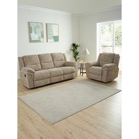 Albion 3 Seater + Fabric Manual Recliner Chair Set