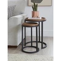 Very Home Harlem Round Nest Of 2 Tables - Mid Oak - Fsc&Reg; Certified