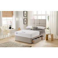 Silentnight Essentials Memory Mirapocket 1000 Divan Bed Set, Superking, Half Ottoman + 2 Half Drawers, Matching Selene Headboard, Sandstone