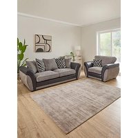 Very Home Nova Fabric/Faux Leather 3 Seater Sofa + Armchair Set (Buy & Save!)